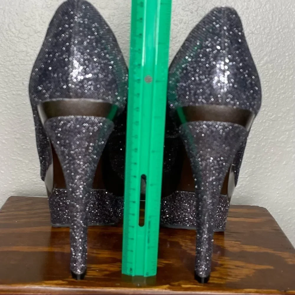 Promise Stiletto Platform Glitter Sparkly Steel Gray / Pewter High Heels Size 9
